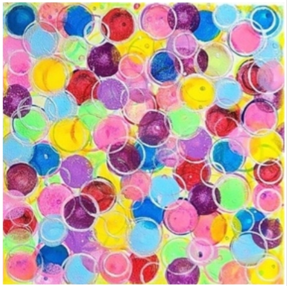 Hand Crafted Abstract Design 12x12 Inches Canvas Picture - Picture 3 of 4